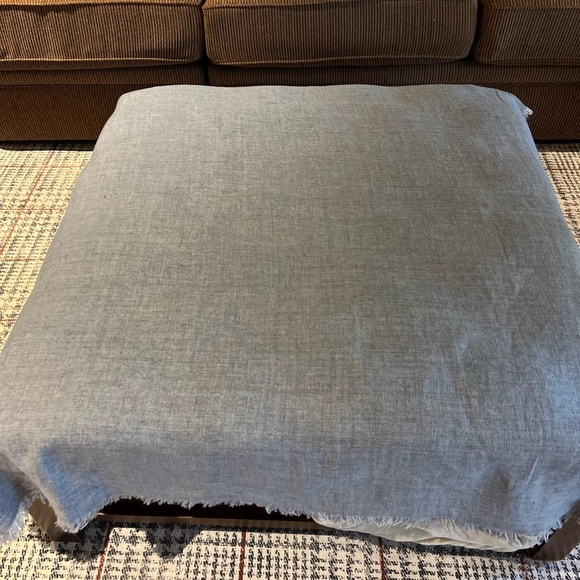 Pottery Barn table throw 50” x 50”
Blue/Gray linen with frayed edging - Picture 5 of 5